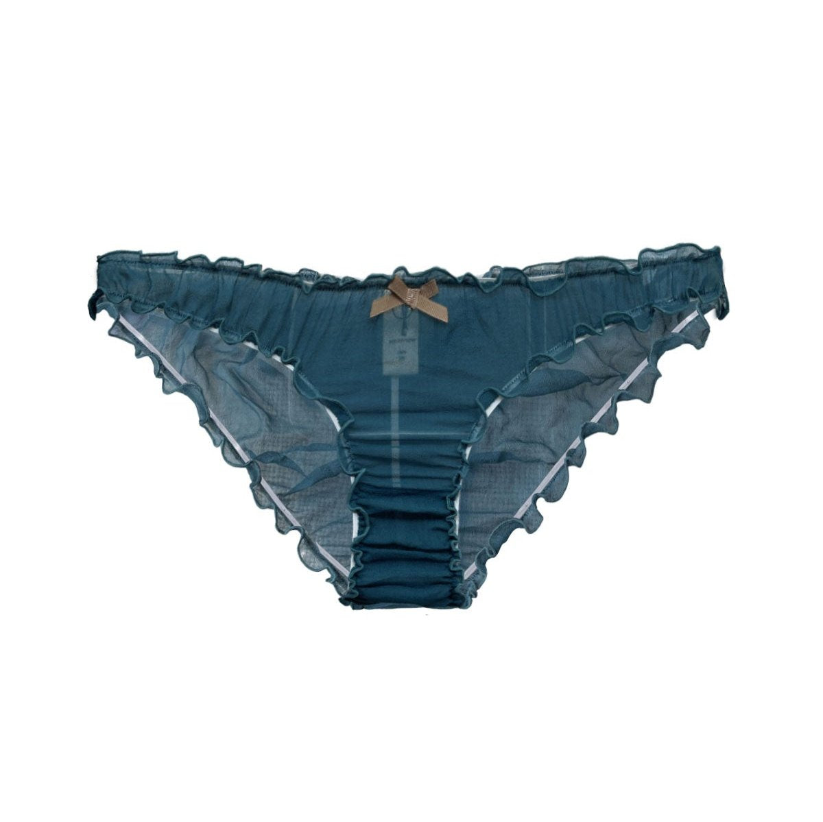 Ruffle knickers in silk chiffon in teal