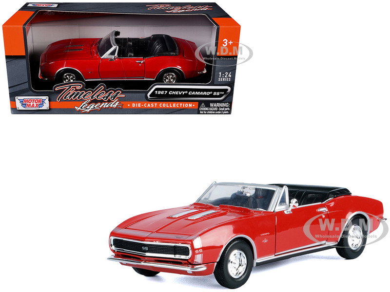 1967 Chevrolet Camaro SS Convertible Burgundy 1/24 Diecast Model Car by Motormax