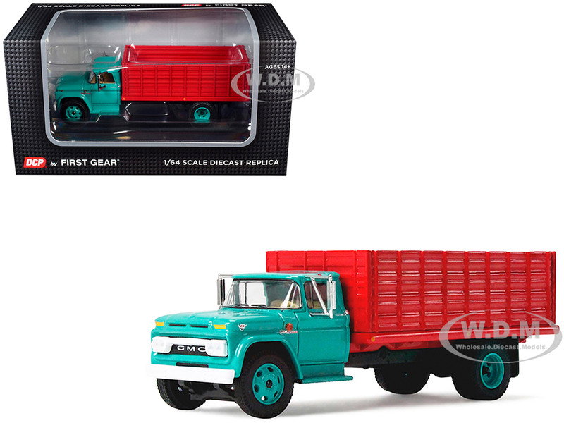 GMC 4000 Grain Truck Turquoise with Red Container 1/64 Diecast Model by DCP/First Gear