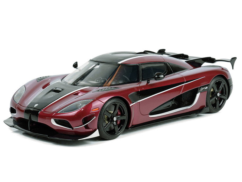 2017 Koenigsegg Agera RS Deep Red Metallic with Black Stripes 1/18 Model Car by GT Spirit