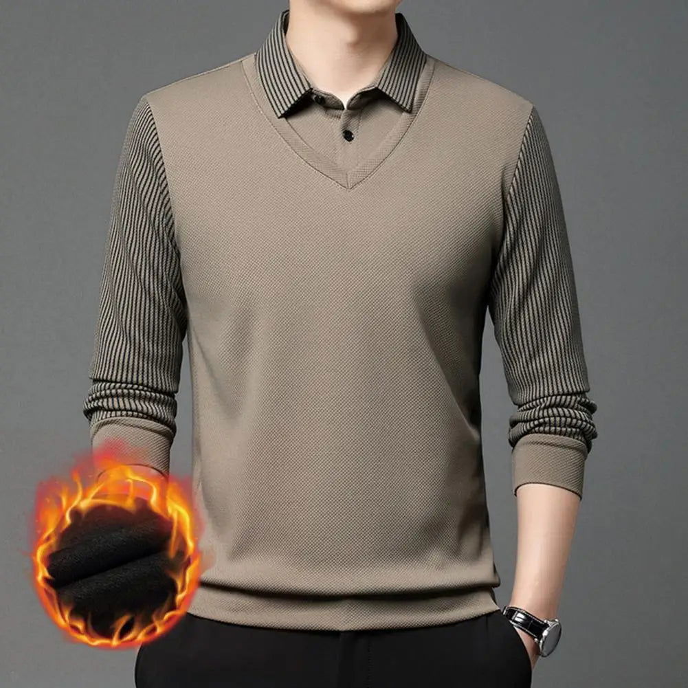 Slim Fit Striped Pullover Sweater - Knitted Mens Top for Formal Fall W