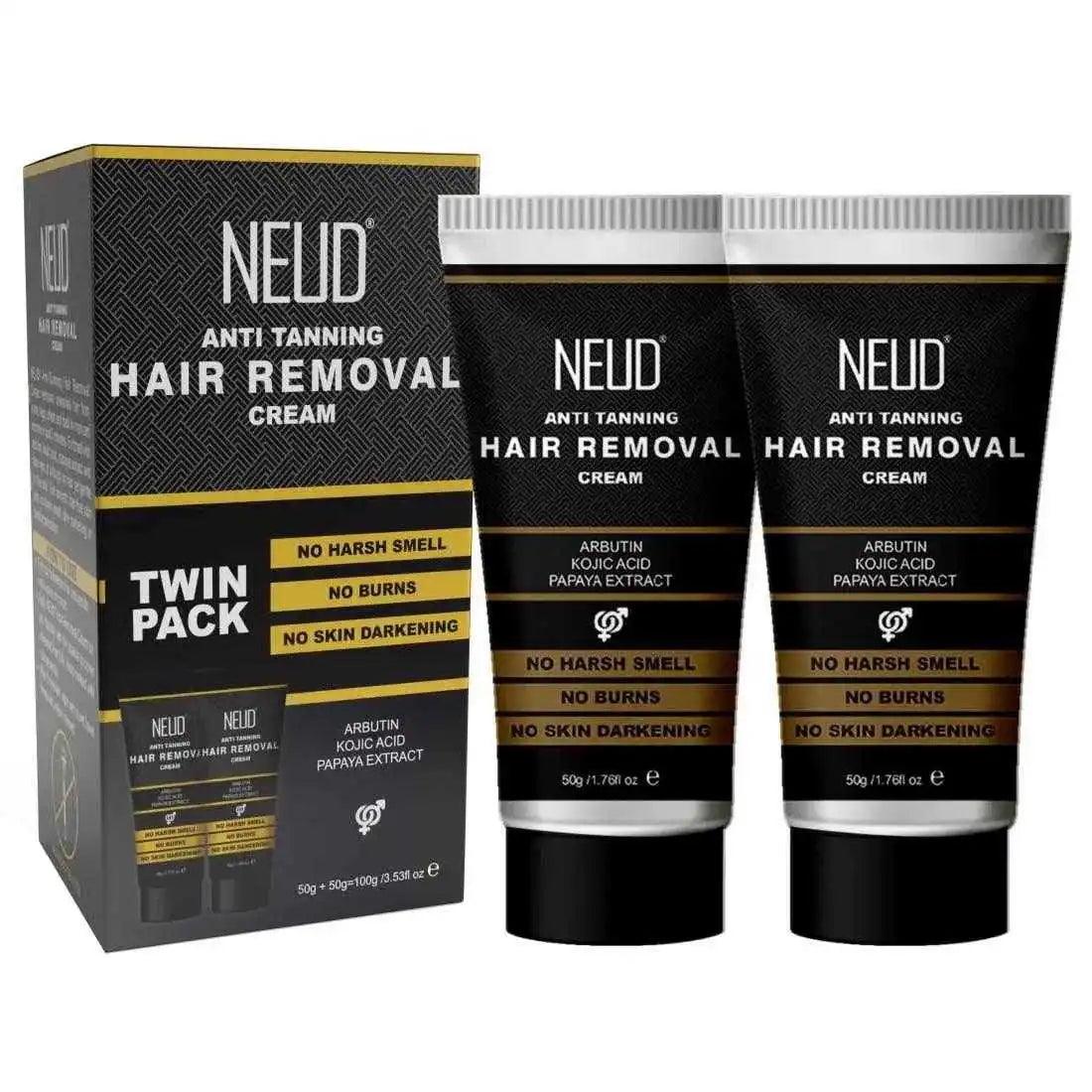 NEUD Anti-Tanning Hair Removal Cream for Arms, Legs, Chest and Back