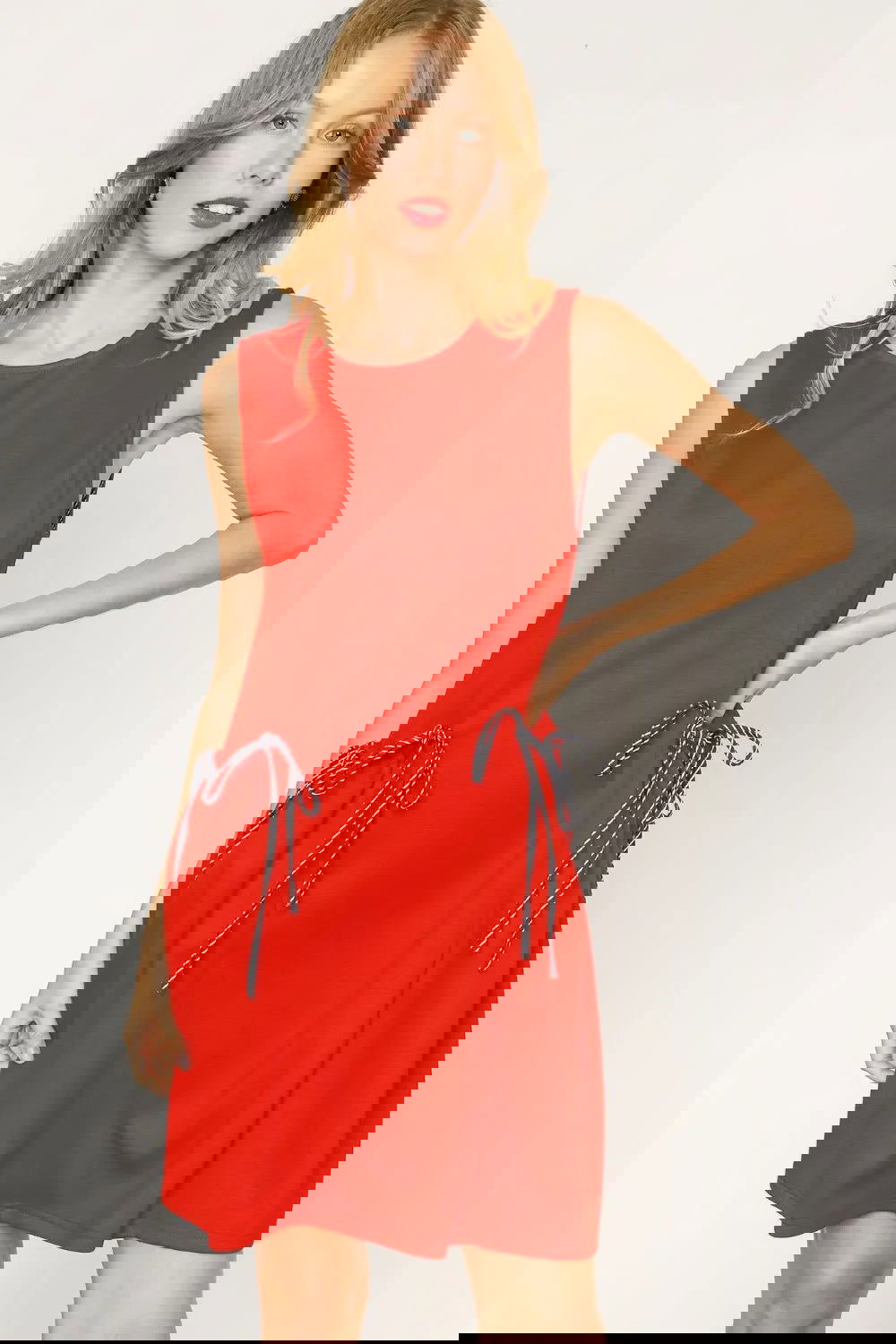 Umgee Round Neck Sleeveless Tank Dress with Pockets