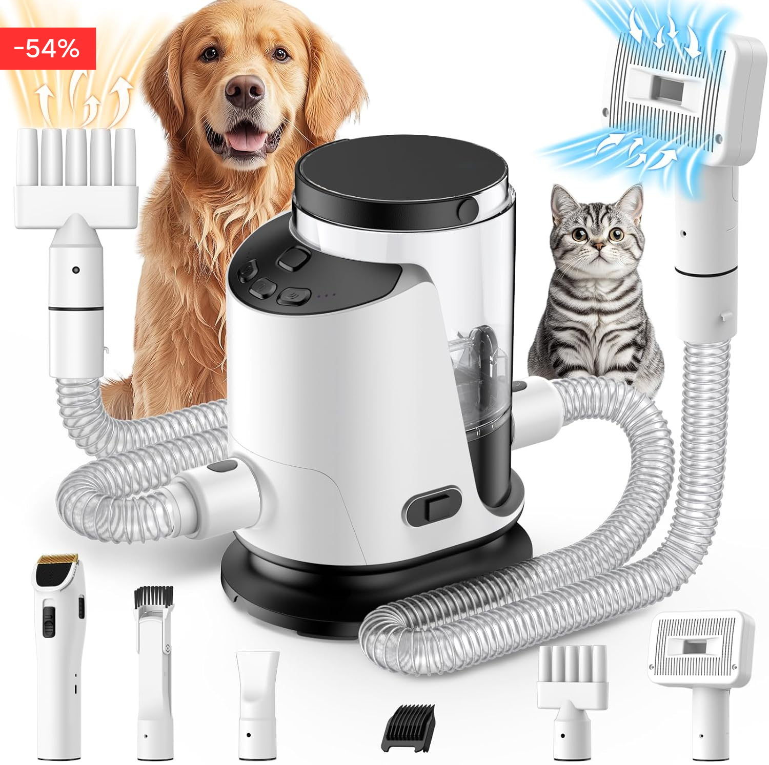 Pet Grooming Vacuum & Dryer Kit - 3L Canister Canister