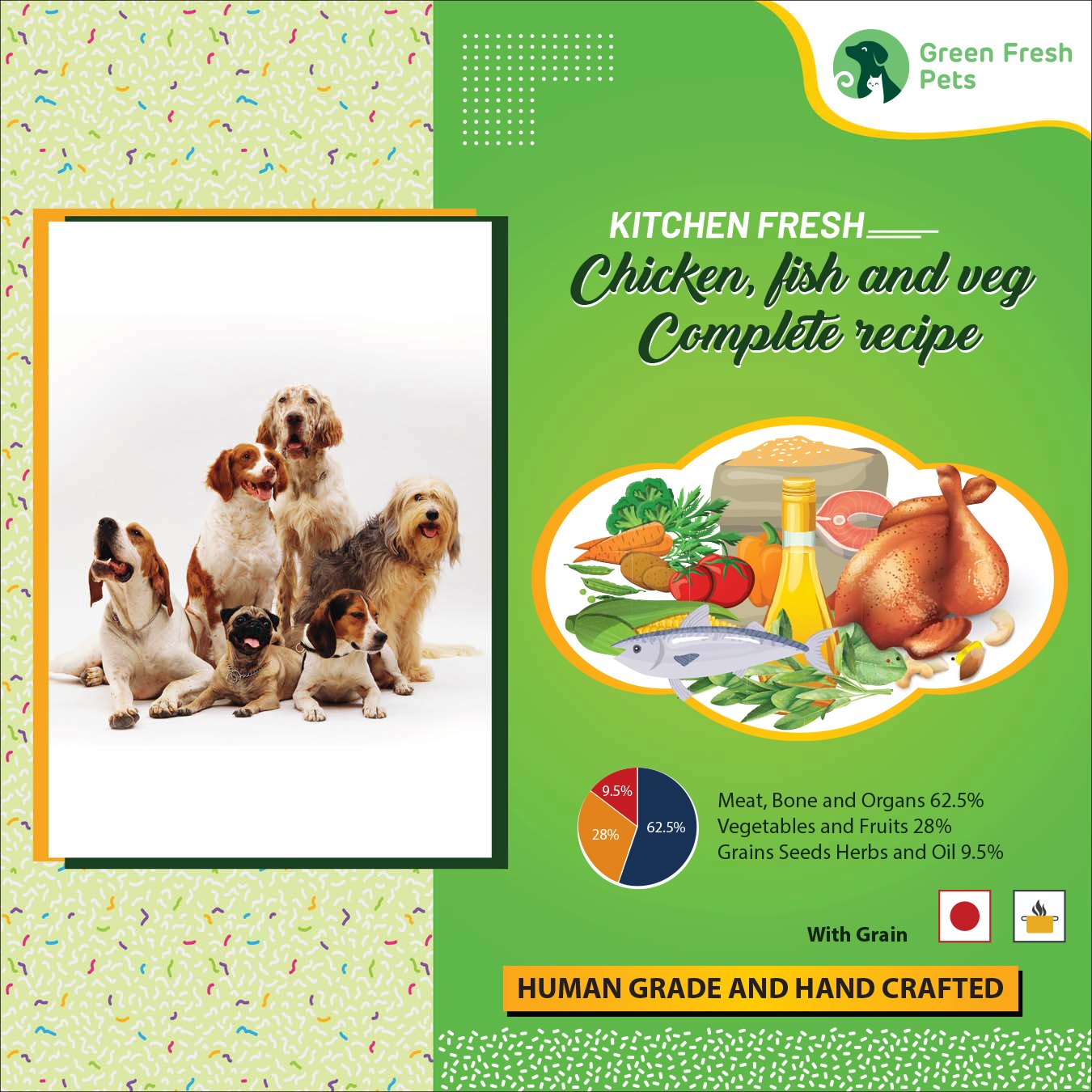 Chicken, Fish and Veg Complete Dog Food With Grain