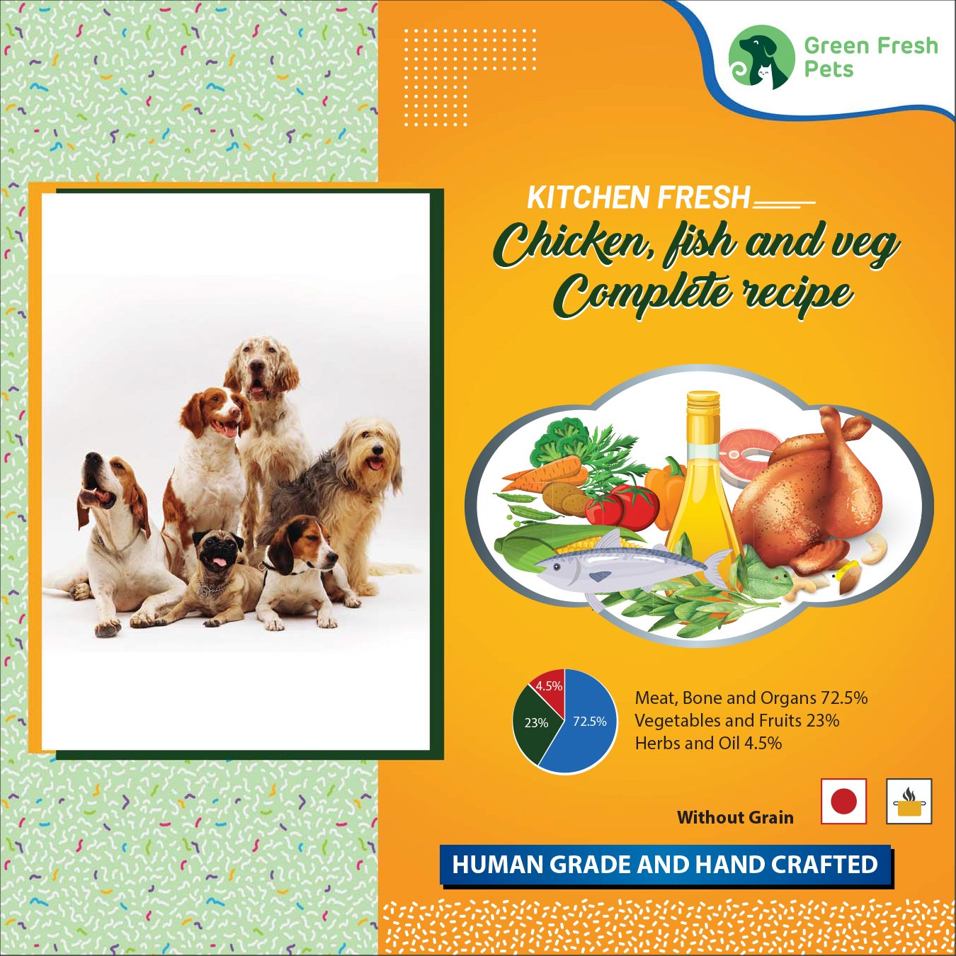 Chicken, Fish and Veg Complete Dog Food Without Grain