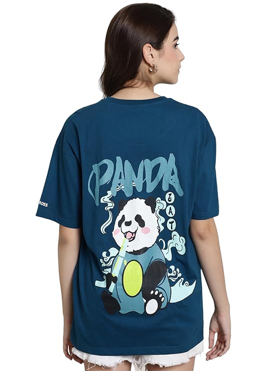 Haila™ Panda Unisex Oversized T-Shirt | Front and Back