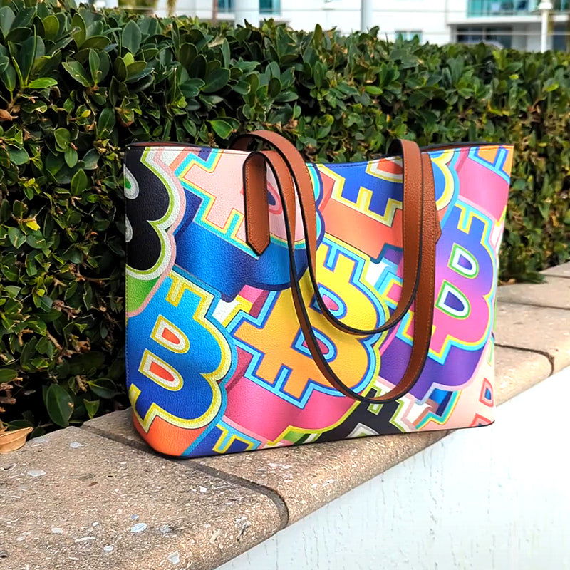 Bitcoin Pop Art Vegan Leather Tote