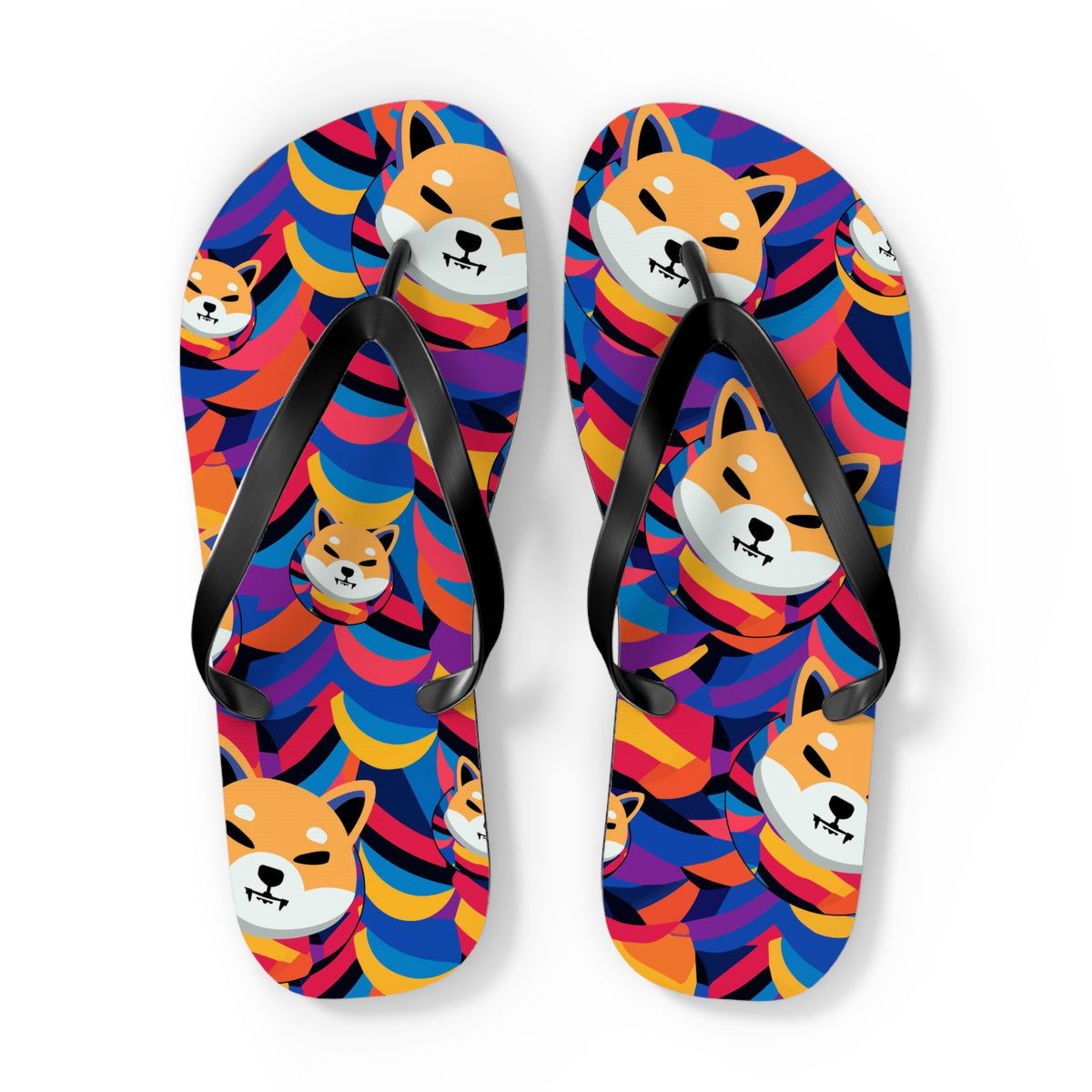 Shiba Inu Abstrak Flip Flops