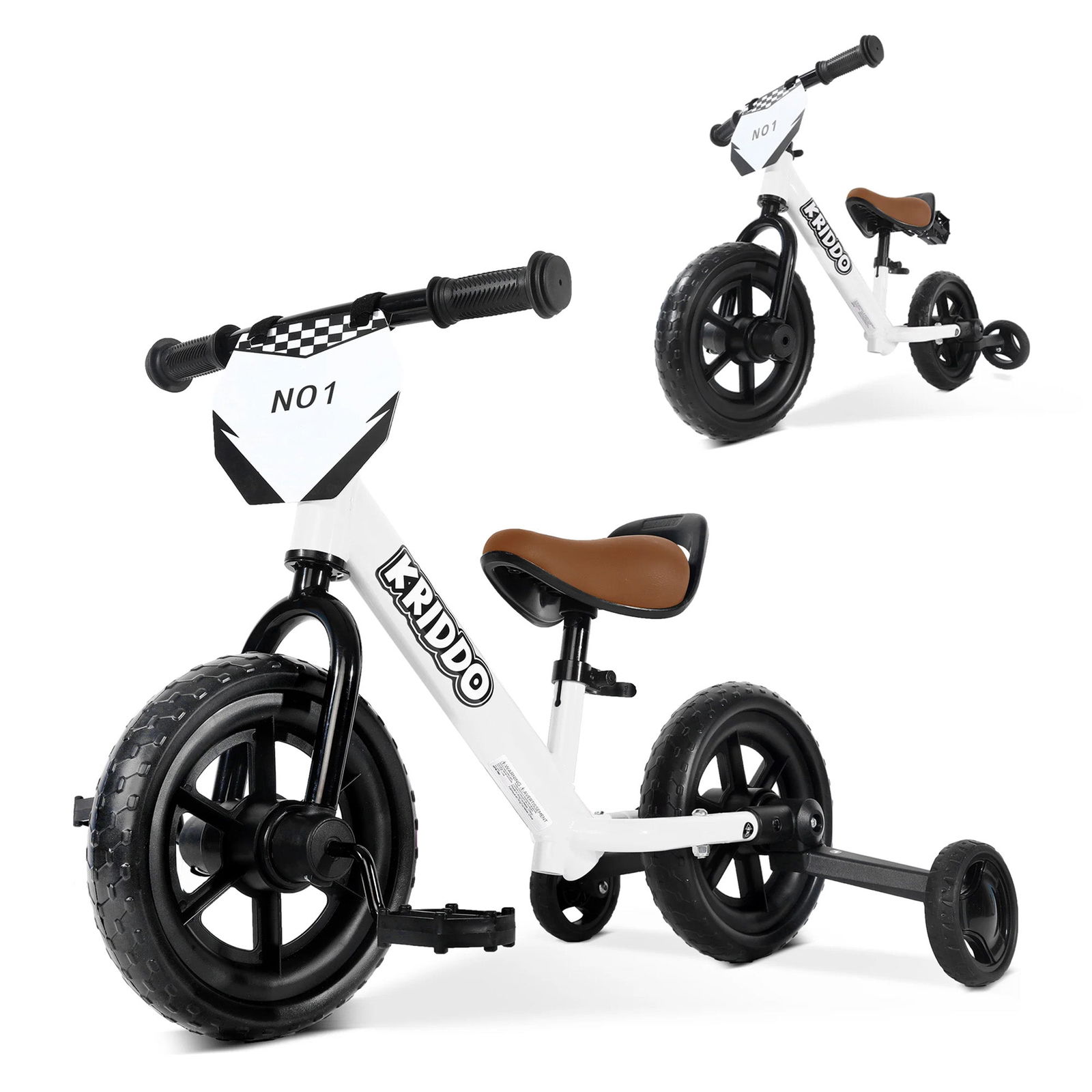 KRIDDO Toddler Balance Bike with Removable Training Wheels for 18 Mont