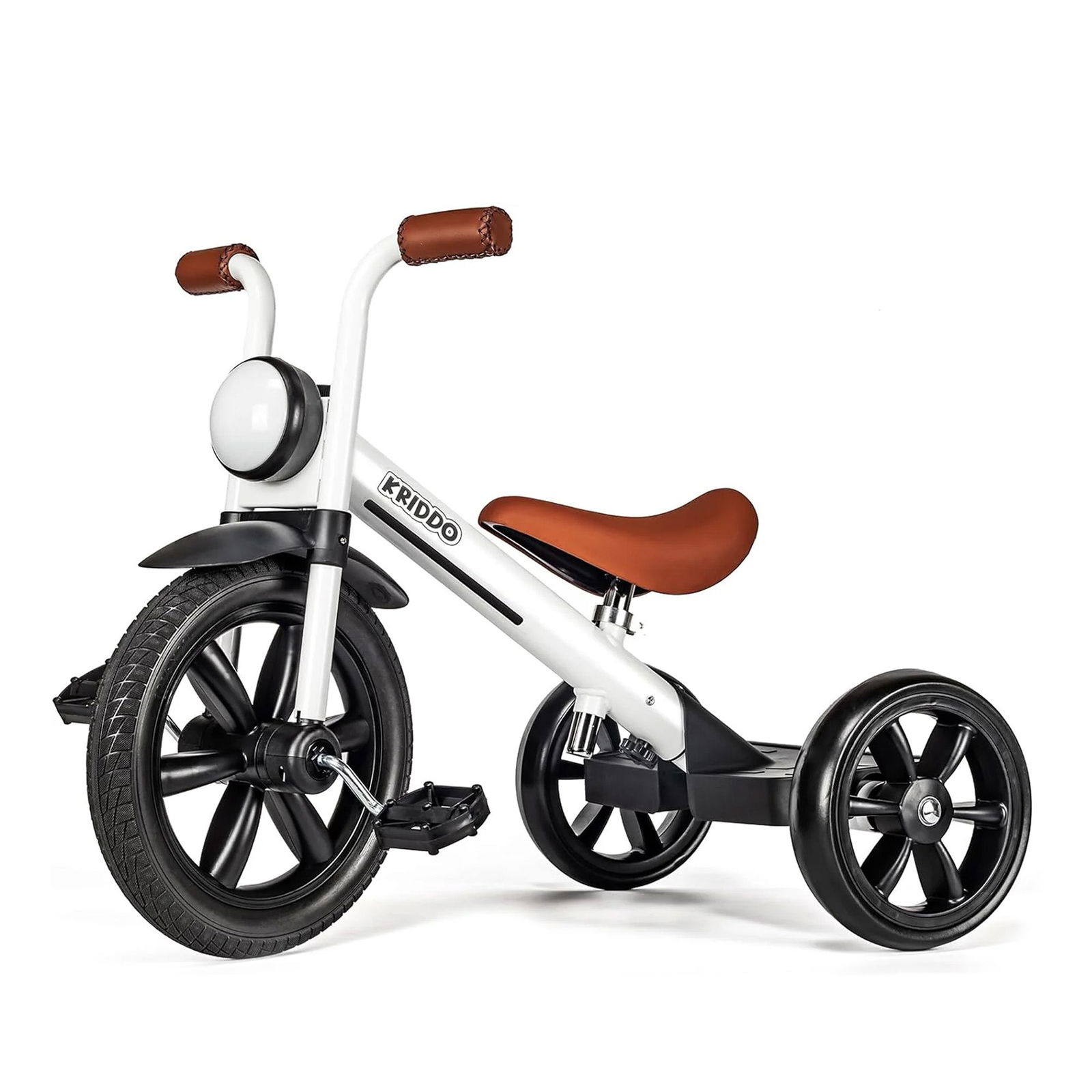 KRIDDO Kids Tricycle with Headlight and Removable Pedals for 2 to 5 Ye