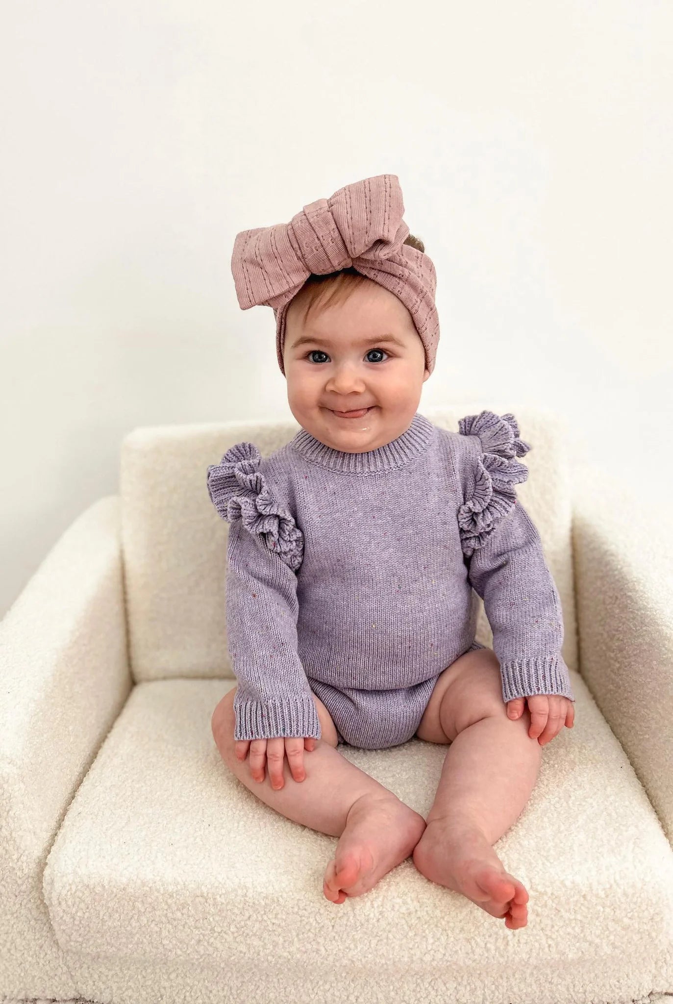 Shoulder Frill Romper - Purple Speckle