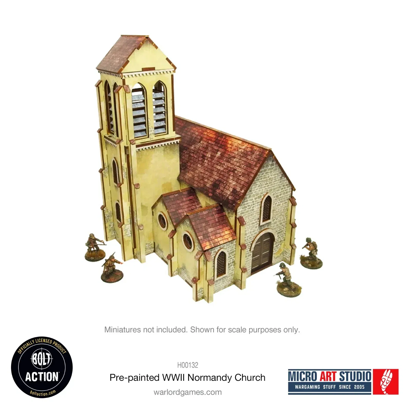 WW2 Normandy Church - Pre Painted MDF Scenery - Bolt Action Micro Art 