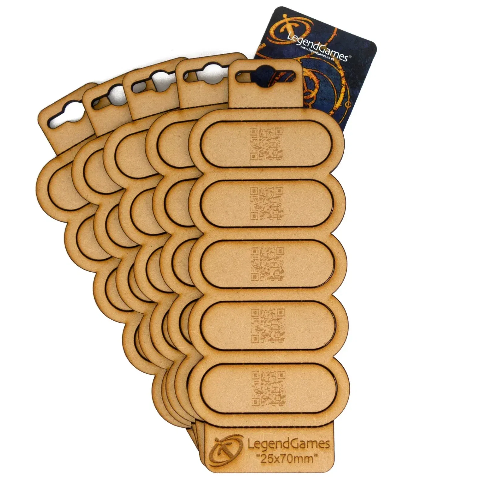 MDF 25mm x 70mm Bases x 5 & Movement Trays x5 - MDF Bases Legend Games