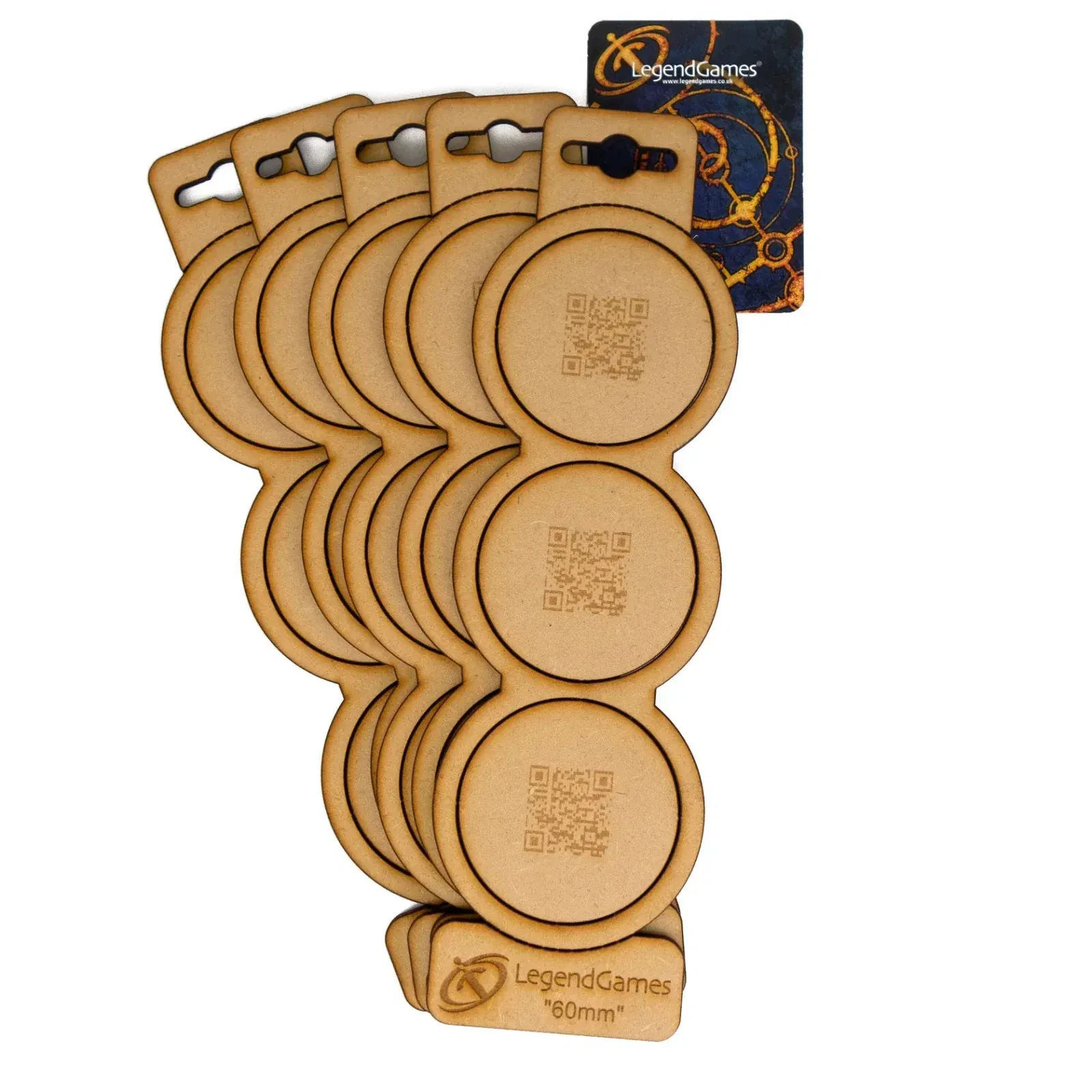 MDF 60mm Round Bases x 3 & Movement Trays x5 - MDF Bases Legend Games