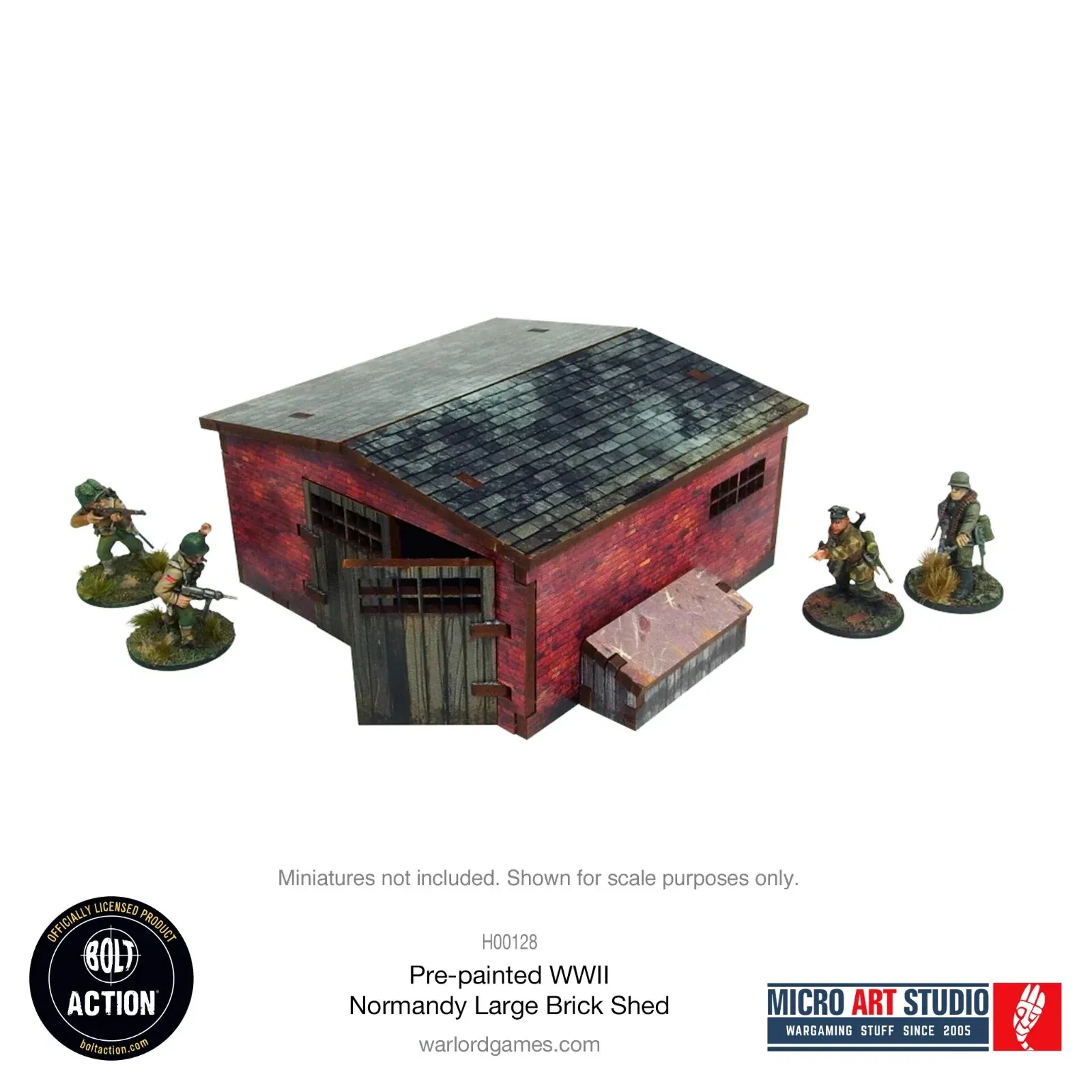 WW2 Normandy Large Brick Shed - Pre Painted MDF Scenery Bolt Action Mi