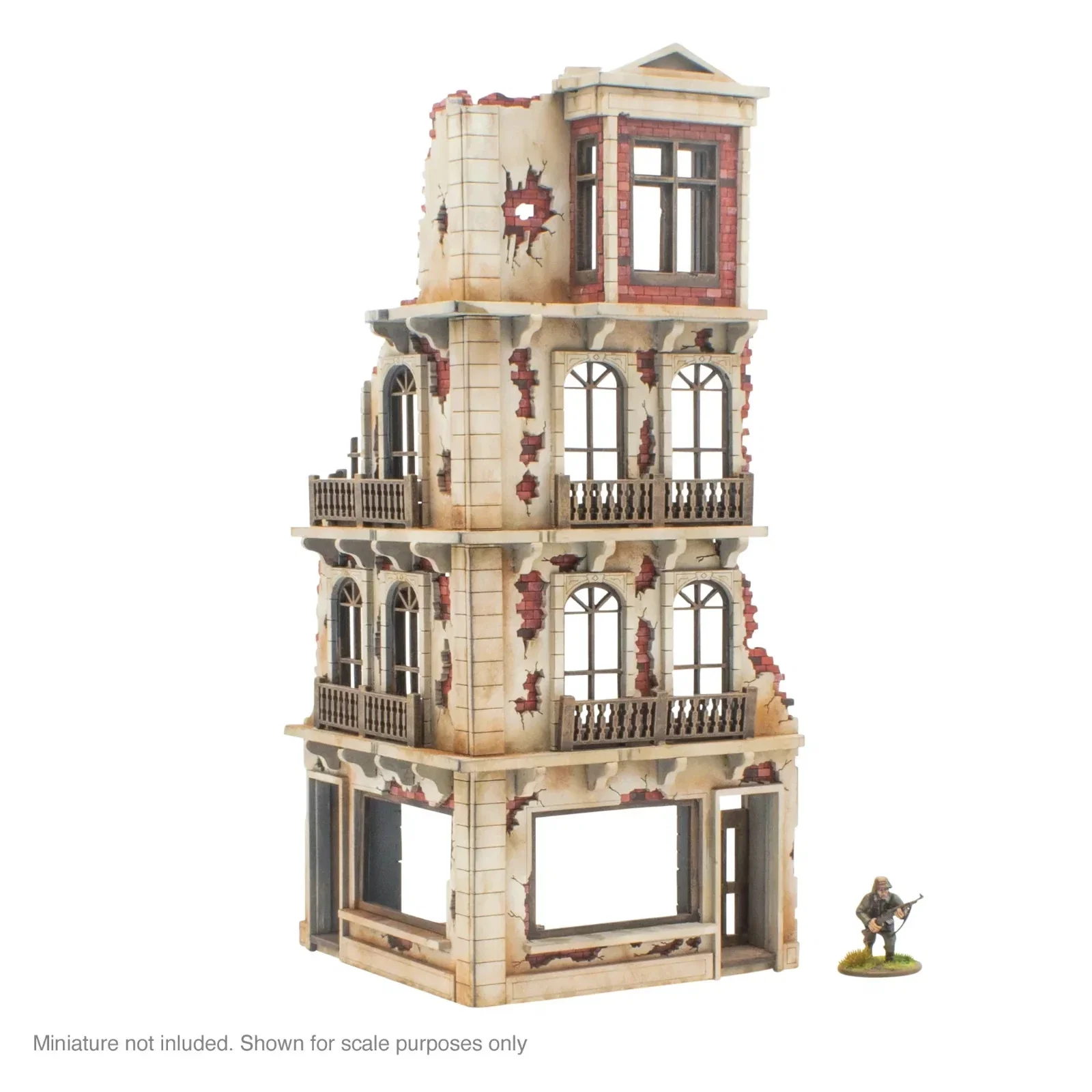 4 Storey Building Corner 1 Terrain - MDF Terrain - Bolt Action - Brand