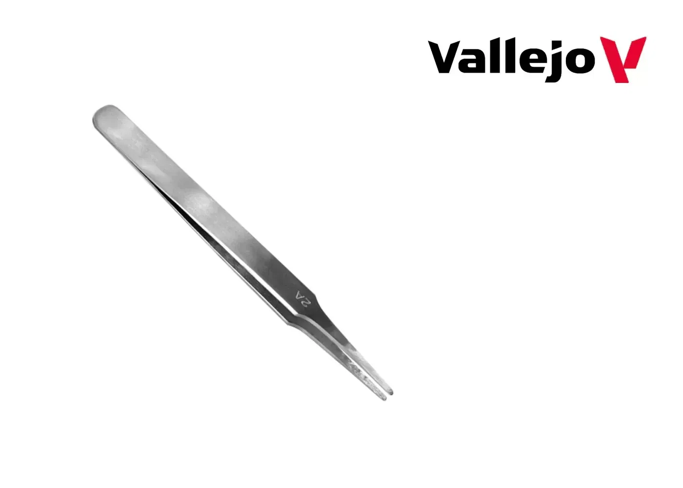 Flat Rounded Stainless Steel Tweezers (120 mm) - Acrylicos Vallejo - B