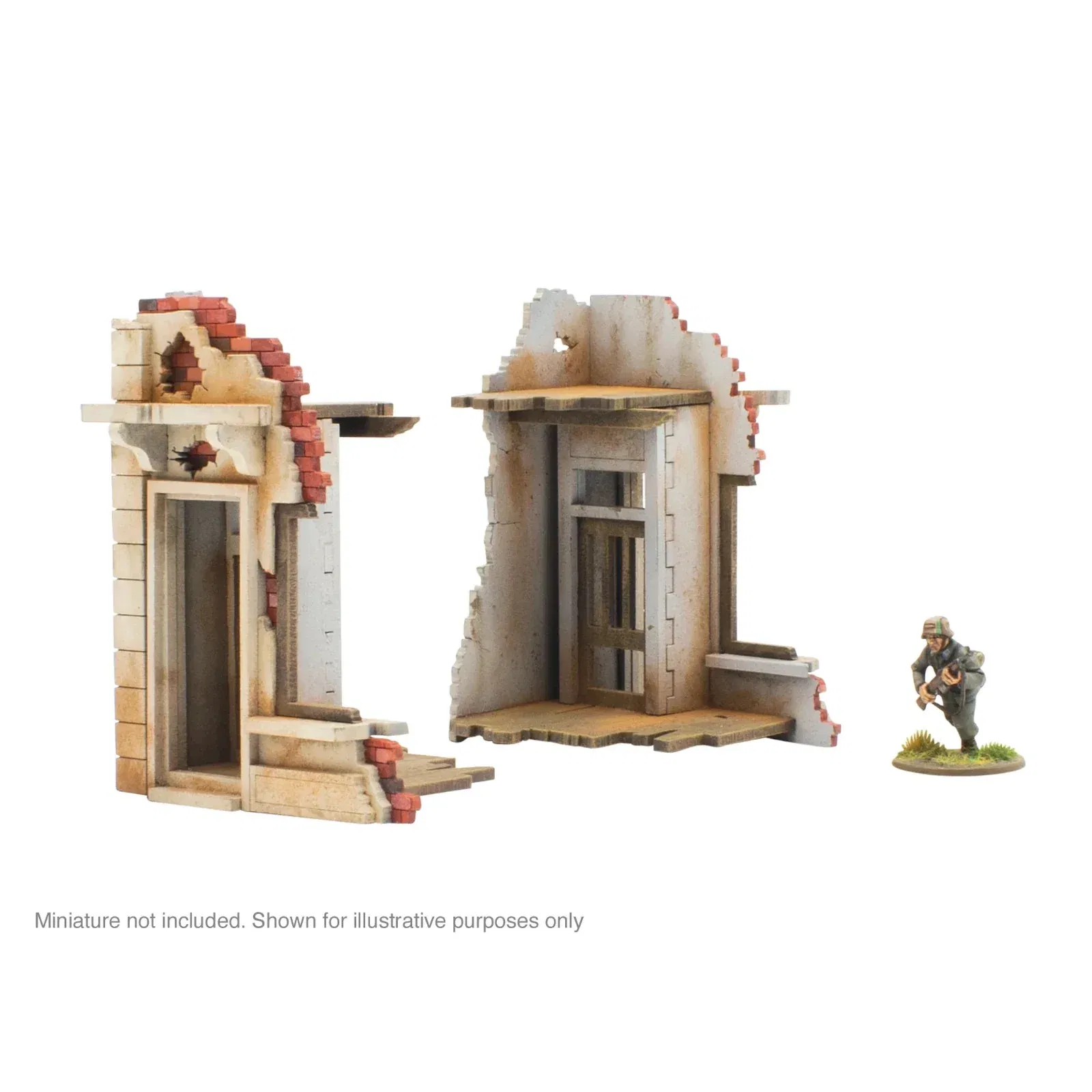 Pair of Destroyed Building Ends Terrain - MDF Terrain - Bolt Action - 