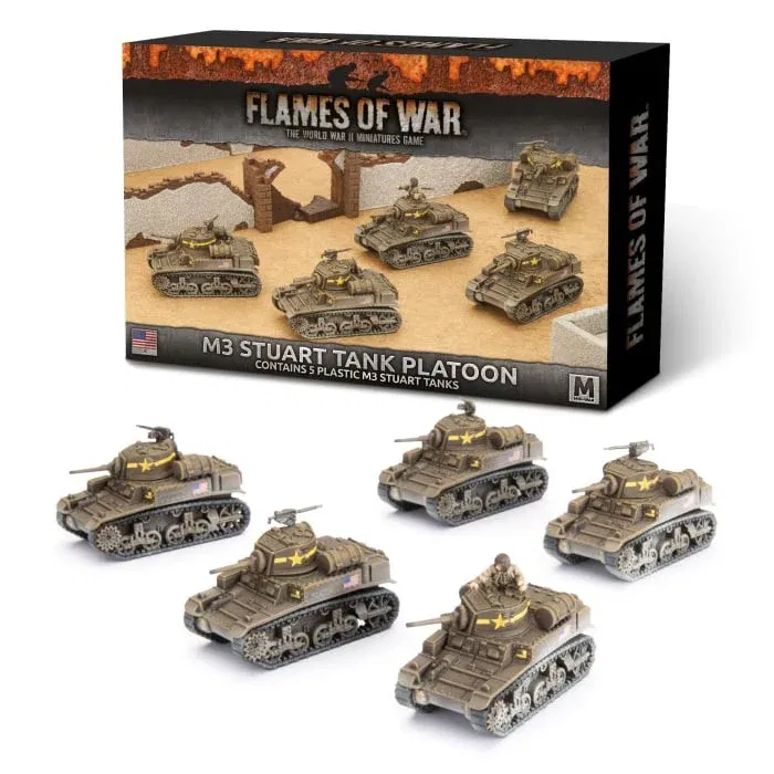 American M3 Stuart Tank Platoon - Mid-War - Brand New - Flames of War