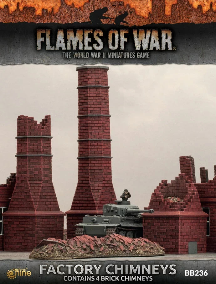 European: Factory Chimneys - Painted 15mm Scale - Flames of War - Band