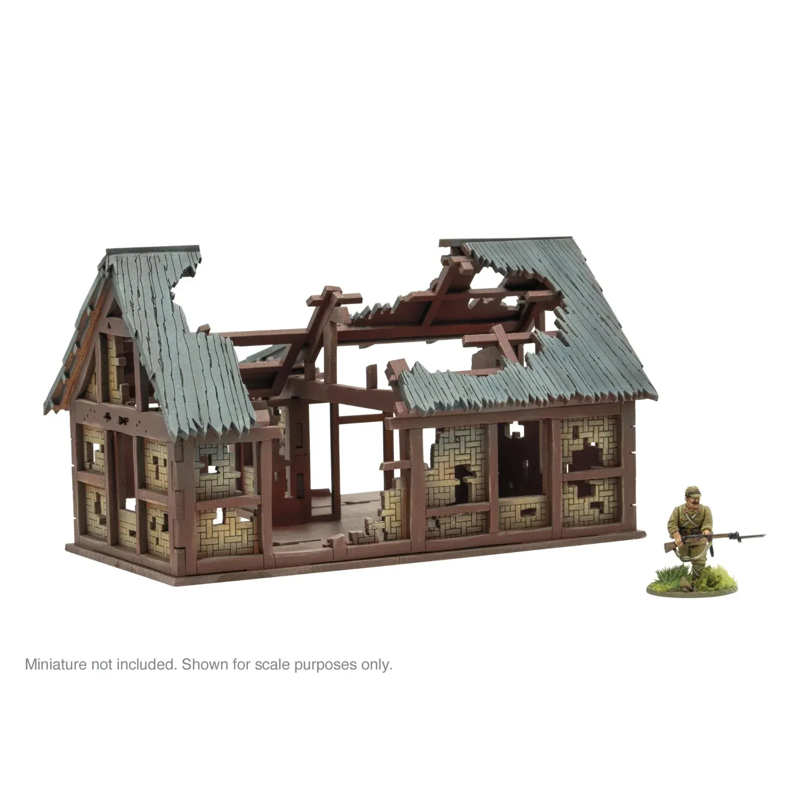 Pacific Theatre L shaped building ruins MDF Terrain - Bolt Action - Br