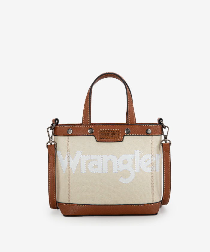 Wrangler Leather Trim Canvas Crossbody Bag - Montana West
