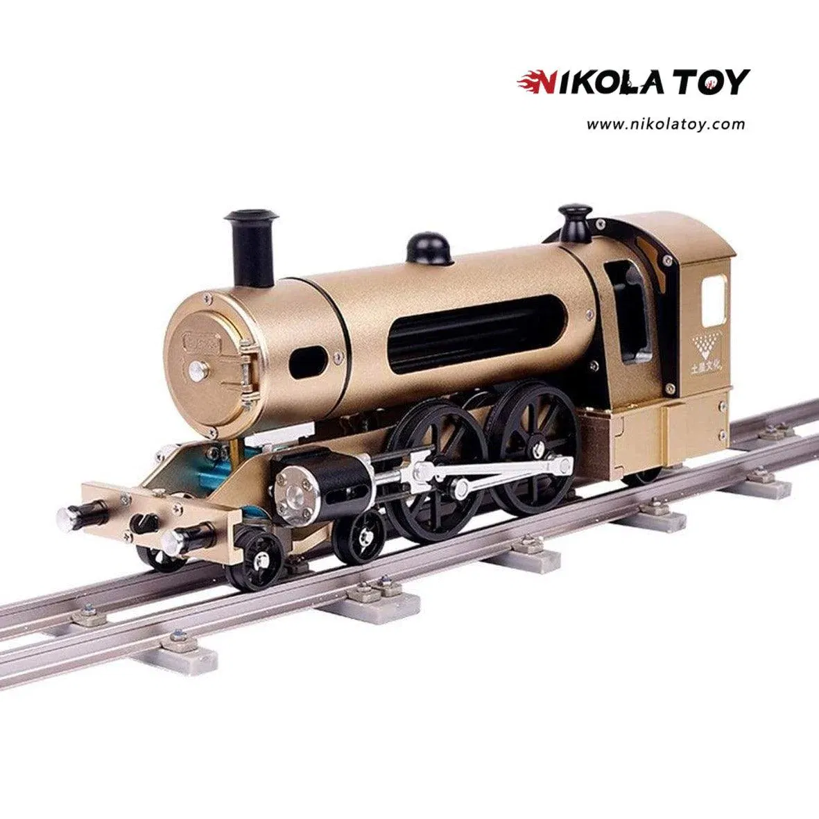 NIKOLATOY® Teching Engine Steam Train Model With Pathway Full Aluminum