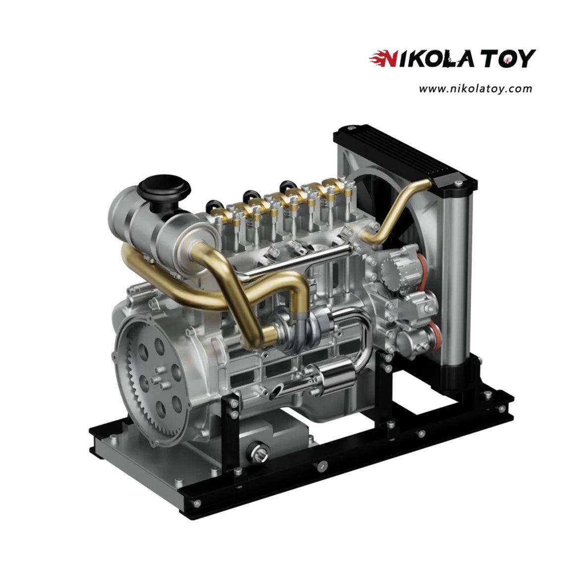 NIKOLATOY® TECHING Workable Mini Diesel 4-cylinder Engine Metal Model
