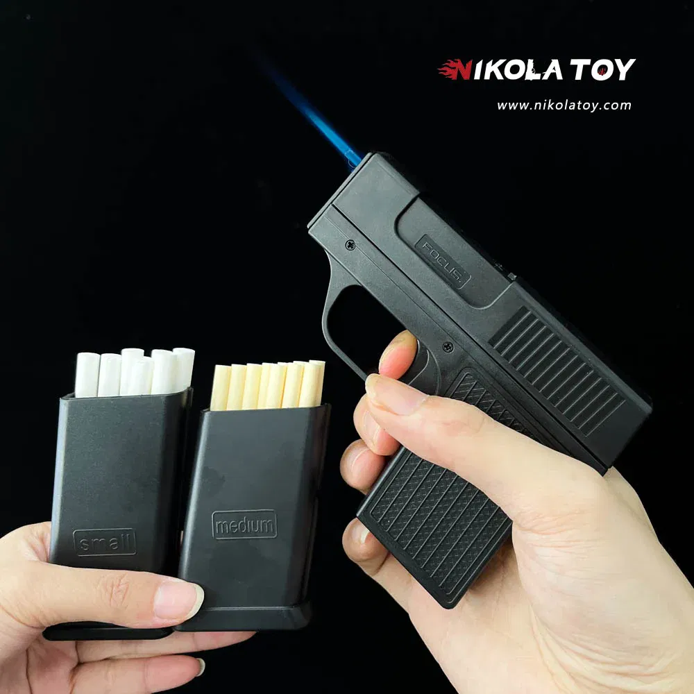 NikolaToy™ Gun type cigarette lighter with 3 replaceable magazine clip