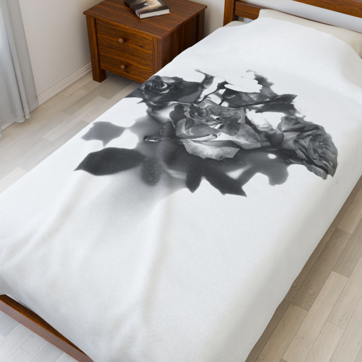 Black and White Floral Throw Blanket