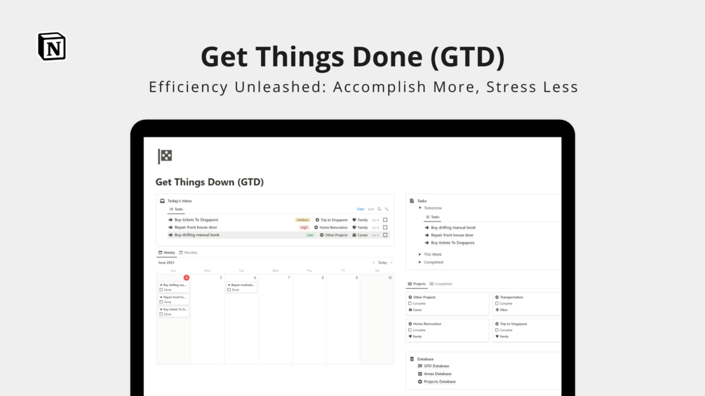 Get Things Done (GTD) and Second Brain Notion Template