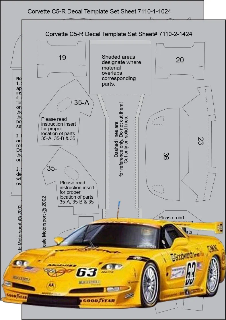 Corvette C5R Composite Fiber Template Set SKU #7110